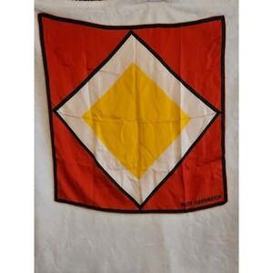 Rudi Gernreich Vintage Silk Scarf Geometric Diamond Red Yellow White Black 30x30